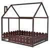 Full Size Wood House Bed Frame with Fence for Kids,Teens - 4 of 4