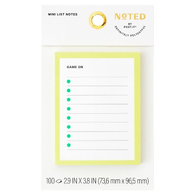Noted by Post-it Sports Court 3"x4" List Note Green 100 sheets