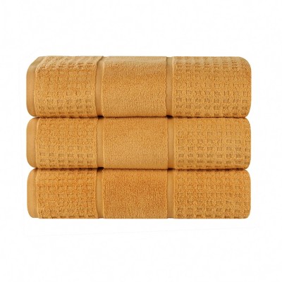 Zero Twist Cotton Waffle Honeycomb Medium Weight Face Towel Washcloth Set  Of 12, Yellow Gold - Blue Nile Mills : Target