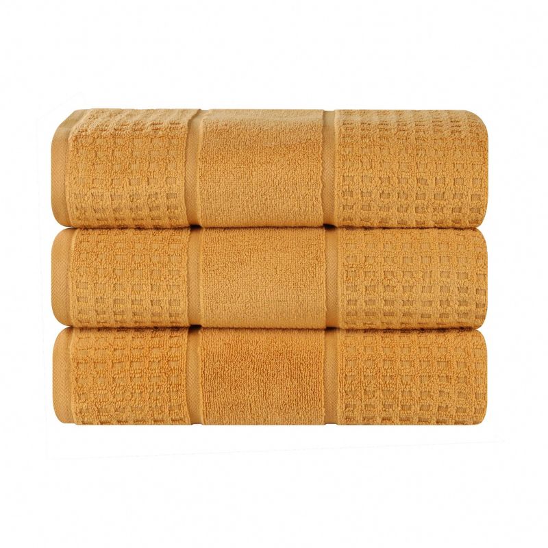 Zero Twist Cotton Waffle Honeycomb Medium Weight Bath Towel Set of 3 by Blue Nile Mills, 1 of 10