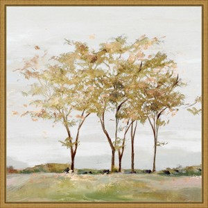16" x 16" Golden Acre Wood by Isabelle Z Framed Canvas Wall Art - Amanti Art: Serene Meadow & River Trees Scene - 1 of 4