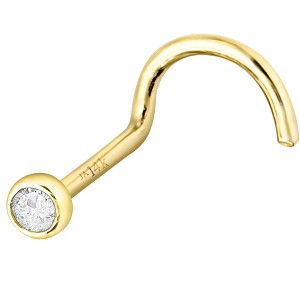 Jewelry Avalanche 22G 14K Gold Bezel-set Moissanite Nose Screw Nose Stud - 1 of 4