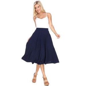 Women's Flared Midi Skirt with pockets - White Mark - 1 of 3