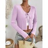BLUEMING Summer Cardigan Sweaters for Women Cropped Lightweight Front Tie Cardigan with Eyelet Knit Rib Texture Caridigan - 4 of 4