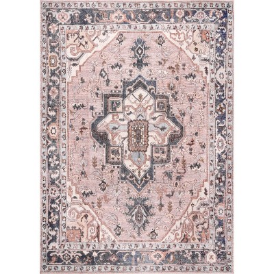 Nuloom Sasha Medallion 2x3 Machine Washable Accent Indoor Area Rug for Living Room Bedroom Dining Room Entryway Kitchen, Light Pink/Ivory