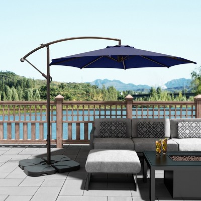 WestinTrends 10 Ft Outdoor Patio Cantilever Offset Umbrella with Base Weights