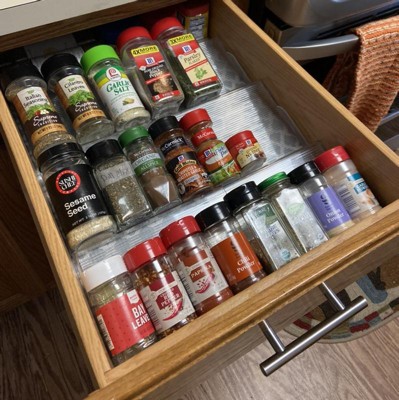 Mdesign Expandable Plastic Spice Rack Kitchen Drawer Organizer - 3 Tiers -  Clear : Target