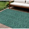Teal Blue Green And Charcoal Floral Washable Indoor Outdoor Area Rug - 2 of 4