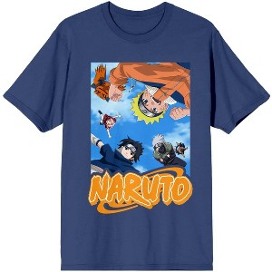 Naruto Classic Character Group and Title Logo Women's Navy Blue Graphic Tee - 1 of 2