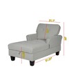 GDFStudio Barbara Corduroy Button-Tufted Chaise Lounge with Hidden Storage and Nailhead Trim - 3 of 4