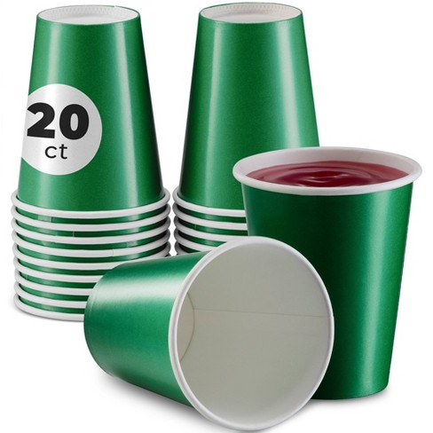 SparkSettings Green Disposable Paper Cups 9oz, 20 Pack