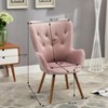 TOAOTBNBO Velvet Tufted Modern Armchair with Wooden Legs, Office Armchair with Plush Cushion, Comfy Upholstered Wingback Arm Chair - 3 of 4