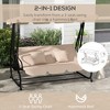Free Standing Swing Bench, Porch Swing with Stand, Adjustable Canopy, Cushion and Pillows - 4 of 4