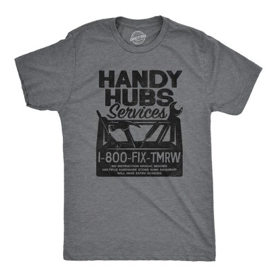 Mens Handy Hubs Services T Shirt Funny DIY Handyman Project Joke Tee For Guys - Crazy Dog Men's T Shirt