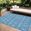 Denim Blue And Ivory Floral Medallion Washable Indoor Outdoor Area Rug - 2 of 4