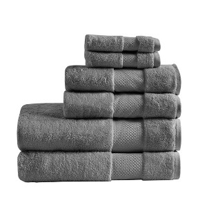 Vynxaria Charcoal 6 Piece Cotton Bath Towel Set - 1 of 4