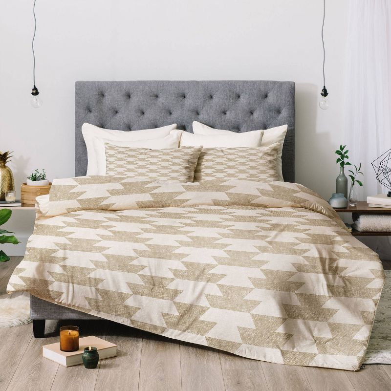 Queen/Full Little Arrow Design Co Boho Geometric Aztec Comforter Set Beige - Deny Designs, 3 of 8