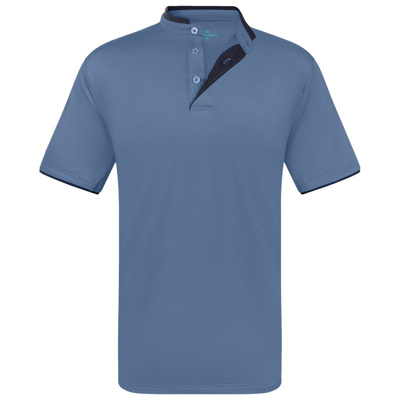 Men's Short Sleeve Henley Polo Shirt with Contrast-Trim, 1 of 7