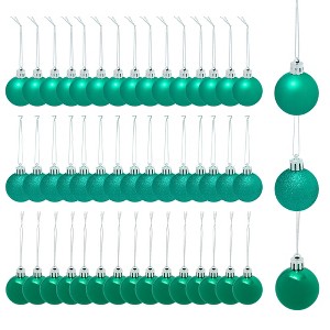 Juvale 48 Pack Mini Shatterproof Glitter Christmas Tree Ball Ornaments, Xmas Decor, Holiday Decorations, Green, 1.5 In - 1 of 4