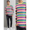 Lars Amadeus Men's Crew Neck Long Sleeves Casual Pullover Rainbow Striped T-Shirt - 4 of 4