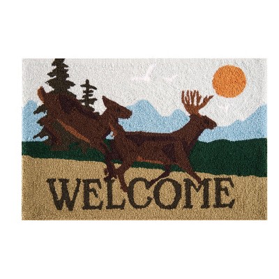 1'10"x2'10" Rectangle Hooked Forest Animals Accent Rug Brown,Green - C&F Home