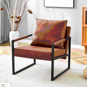 Sapphtopaz 1pc Accent Chair PU Leather Metal Frame Sofa Lounge Chair Living Room Chair Comfy Chair Arm Chair Furniture for Living Room - 1 of 4