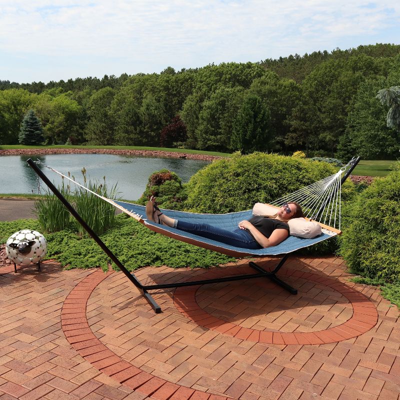 Sunnydaze Heavy-Duty 2-Person Quilted Designs Fabric Hammock with Spreader Bars and Detachable Pillow - 440 lb Weight Capacity, 6 of 11