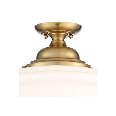 Elegant 15" Gold Frame Schoolhouse Glass Bowl Ceiling Light