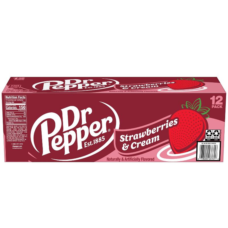 Dr Pepper Strawberries &#38; Cream Soda - 12pk/12 fl oz Cans, 5 of 11