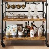 Coucheta 3-Tier Industrial Bar Cart with Wine Rack & Glass Holder, Rolling Serving Cart with Removable Tray, - 3 of 4