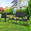 Tangkula 4PCS Furniture Set Chairs and Coffee Table Patio Garden Black - 4 of 4