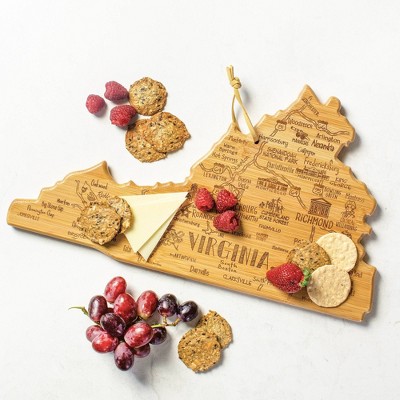 Virginia Shaped Bamboo Serving and Cutting Board with Laser Engraved Artwork