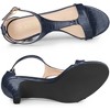Allegra K Women's T-Strap Buckle Closure Embossed Kitten Heel Sandals - 4 of 4