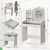 Makeup Vanity Desk w/Mirror, Lights & Charging Station - Modern Vanity Set w/ Storage Stool - 2 of 4