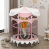 Costway 64'' Kids Trampoline w/ Detachable Canopy Safety Enclosure Net Foam Handle Pink/Orange - 3 of 4