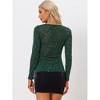 Allegra K Women's Ruched Metallic Square Neck Sheer Glitter Mesh Star Top - 3 of 4