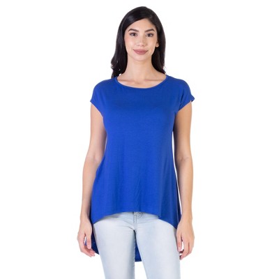 24seven Comfort Apparel Womens Scoop Neck High Low T Shirt Top