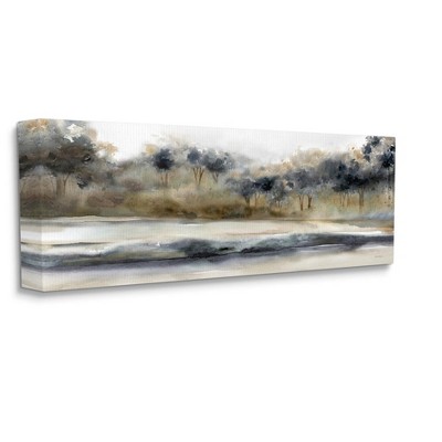 Gray and Beige Abstract Landscape Canvas Wall Art, 17" x 40"