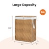 Mr Ironstone Laundry Basket with Lid, 90 L Hand-Woven Pp Rattan Laundry Basket with Compartments & Handles, Foldable, Removable Liner, Yellow - 4 of 4