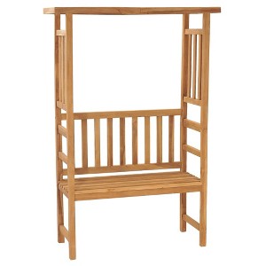 vidaXL Patio Bench with Pergola 45.3" Solid Teak Wood - 1 of 4