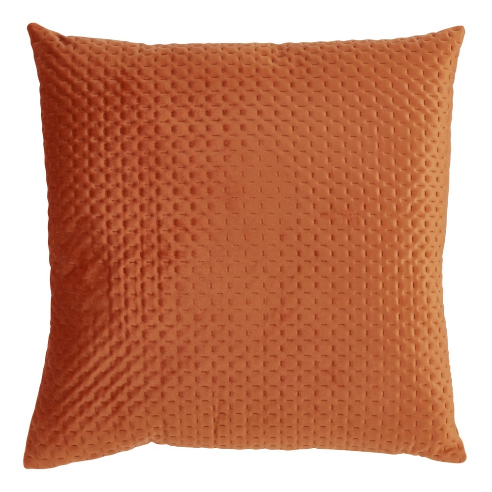 Photos - Pillow 18"x18" Pinsonic Velvet Design Poly-Filled Square Throw  Rust - Saro