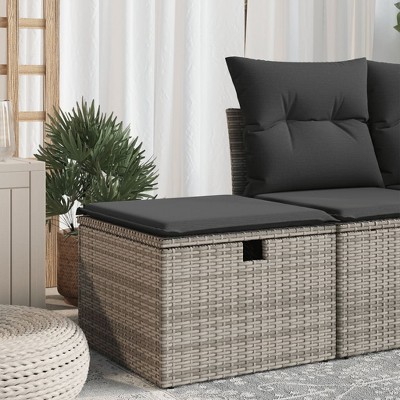 Garden Stool Black PE Rattan Small Water-resistant materialsvidaXL