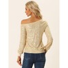 Allegra K Women's Sequin Party Sparkly Glitter Long Sleeve Off Shoulder Top - 3 of 4