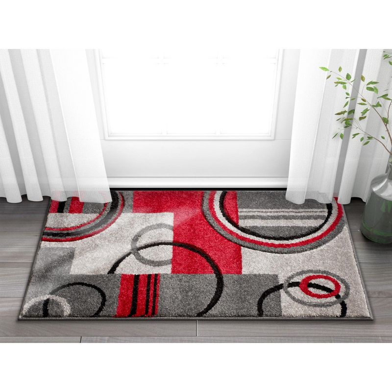 Echo Shapes Circles Modern Geometric Comfy Casual Hand Carved Abstract Contemporary Thick Soft Area Rug, 2 of 5