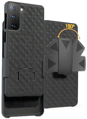 Nakedcellphone Case with Stand and Belt Clip Holster for Samsung Galaxy S21 Plus - Black