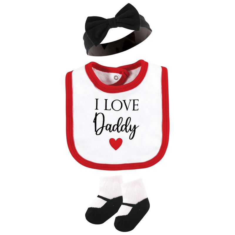Hudson Baby Infant Girl Cotton Layette Set, Girl Daddy Red Black, 3 of 7