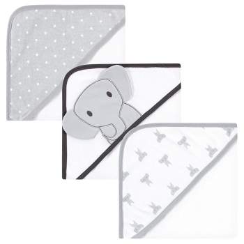 Hudson Baby Unisex Baby Cotton Rich Hooded Towels, Modern Elephant, One Size