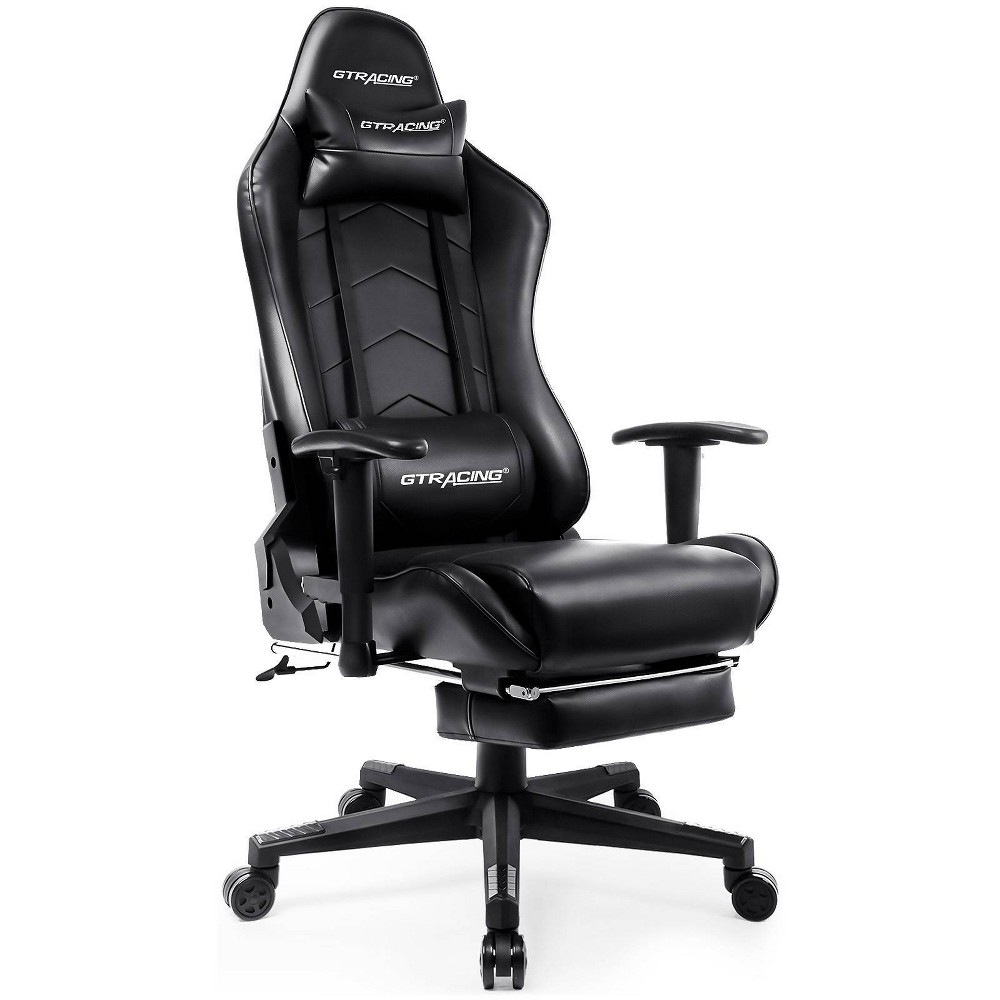 GTRACING Gaming Chair with Footrest Ergonomic Recliner Office Chair with Lumbar Support Black