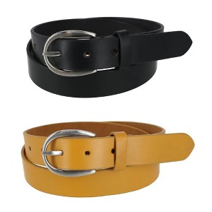CTM Women's Adjustable Smooth Leather Dress Belt Set - 1 of 4