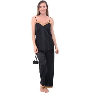 ADR Women's Satin Pajamas, Cami Top Pj Set with Sleep Mask - 1 of 3